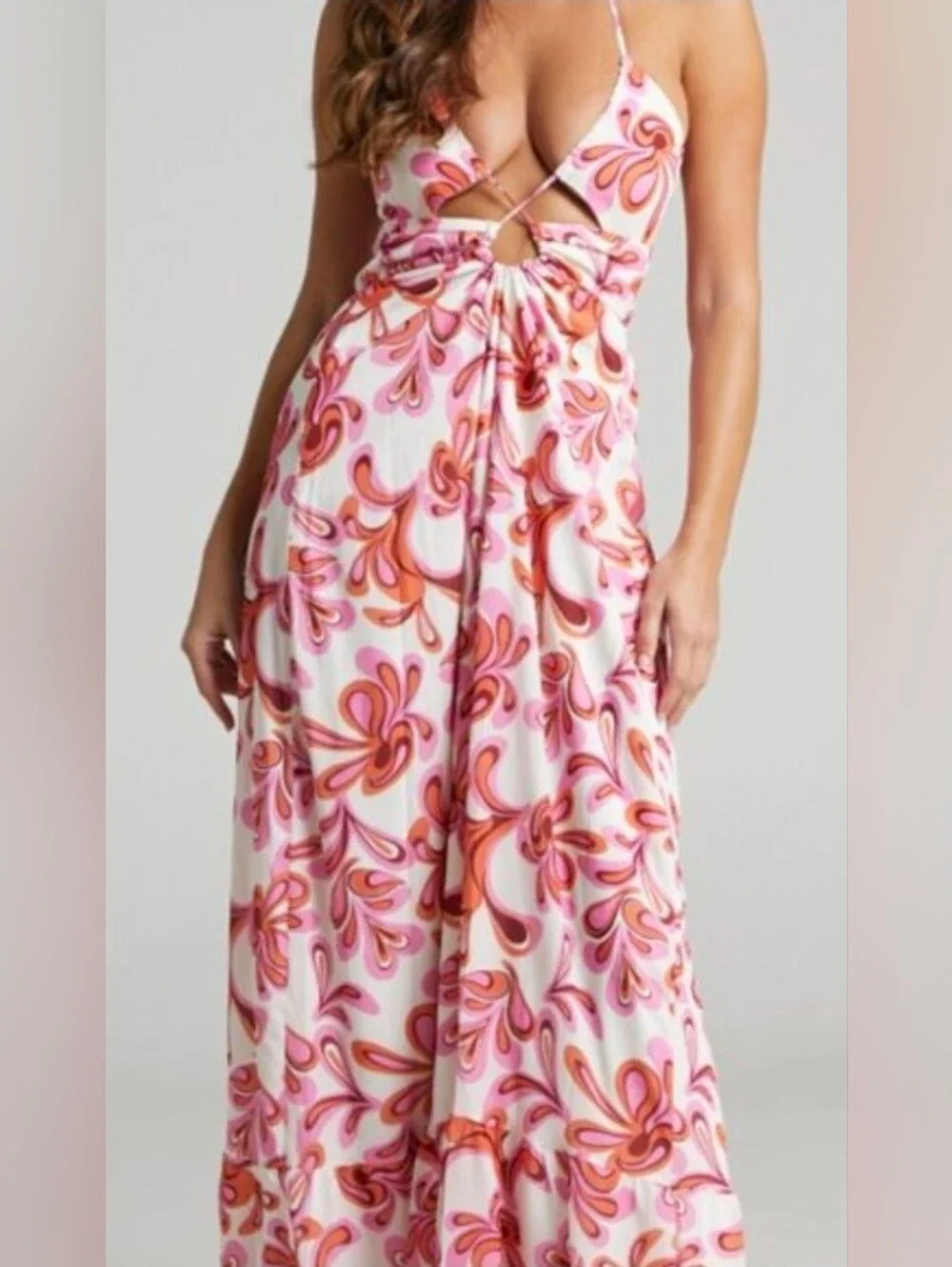 halter neck maxi prom dress Long Halter Dress with Beaded Illusion Top by Elizabeth K GL2330 – ABC  Fashion main image 1